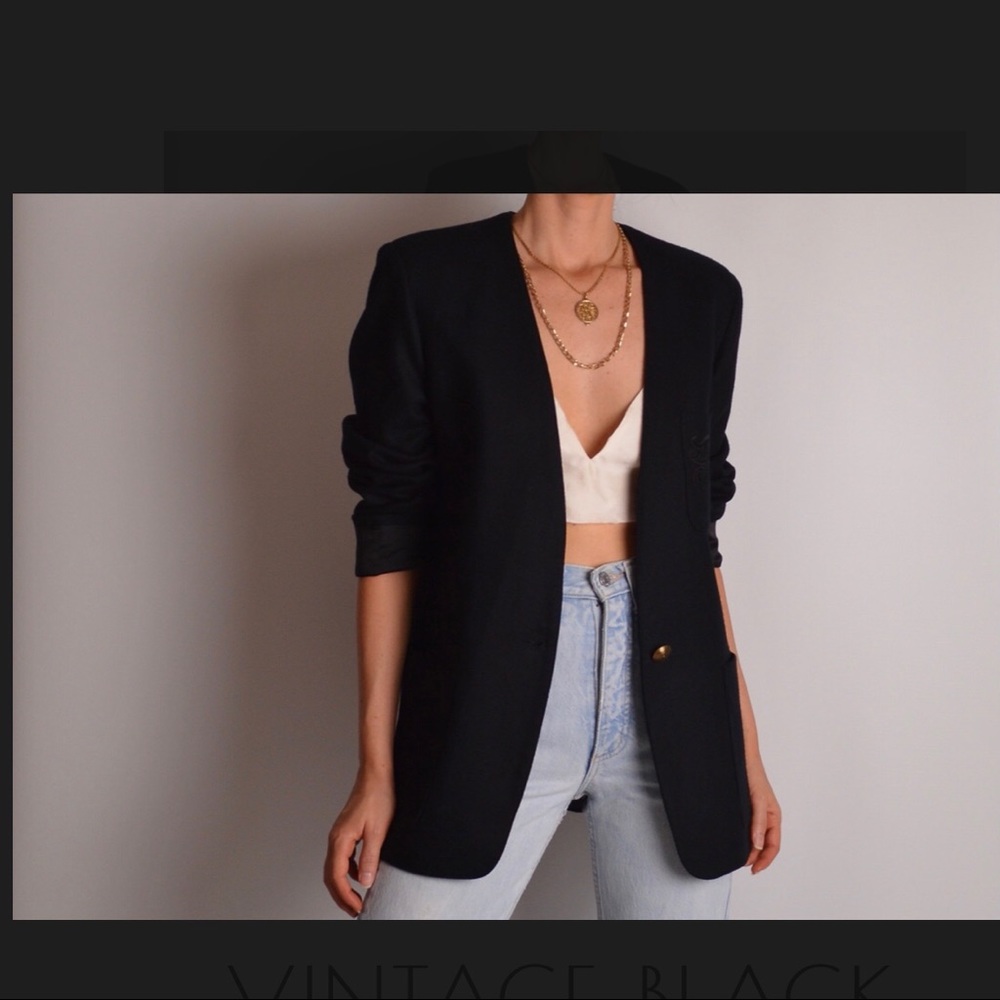 Vintage Giorgio Sant’Angelo Black Wool Blazer